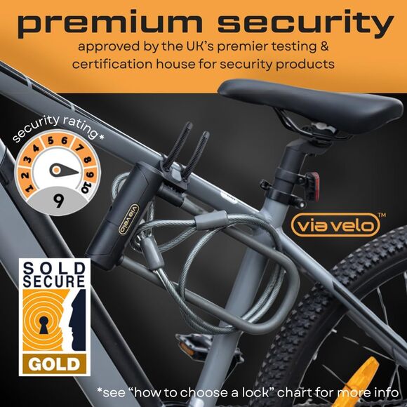 U Lock with Cable | Pro U Lock 20 CrMnTi Steel 15mm Shackle with Bracket Inside - Picture 3 of 8